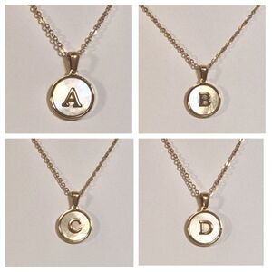 SHELL INITIAL PENDANT NECKLACE stainless steel gold plated A B C or D